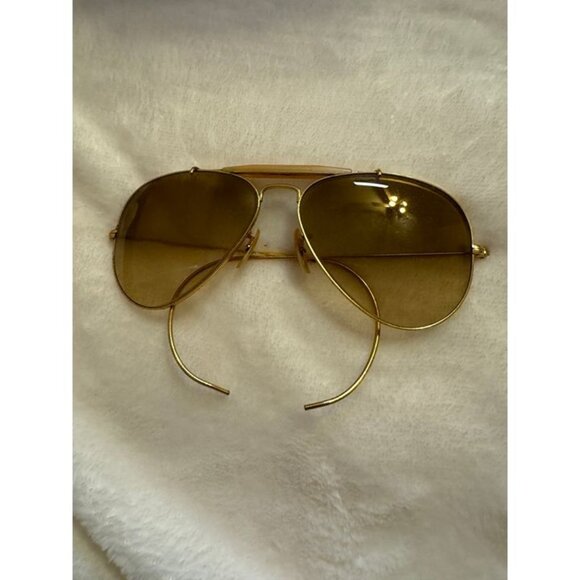 Vintage B&L Ray-Ban Outdoorsman Aviator Gold B-15 Brown Lens Sunglasses USA - Picture 2 of 4